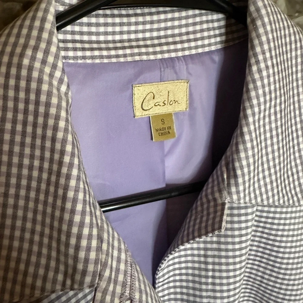 Caslon Plaid Long Rain Coat Size Small